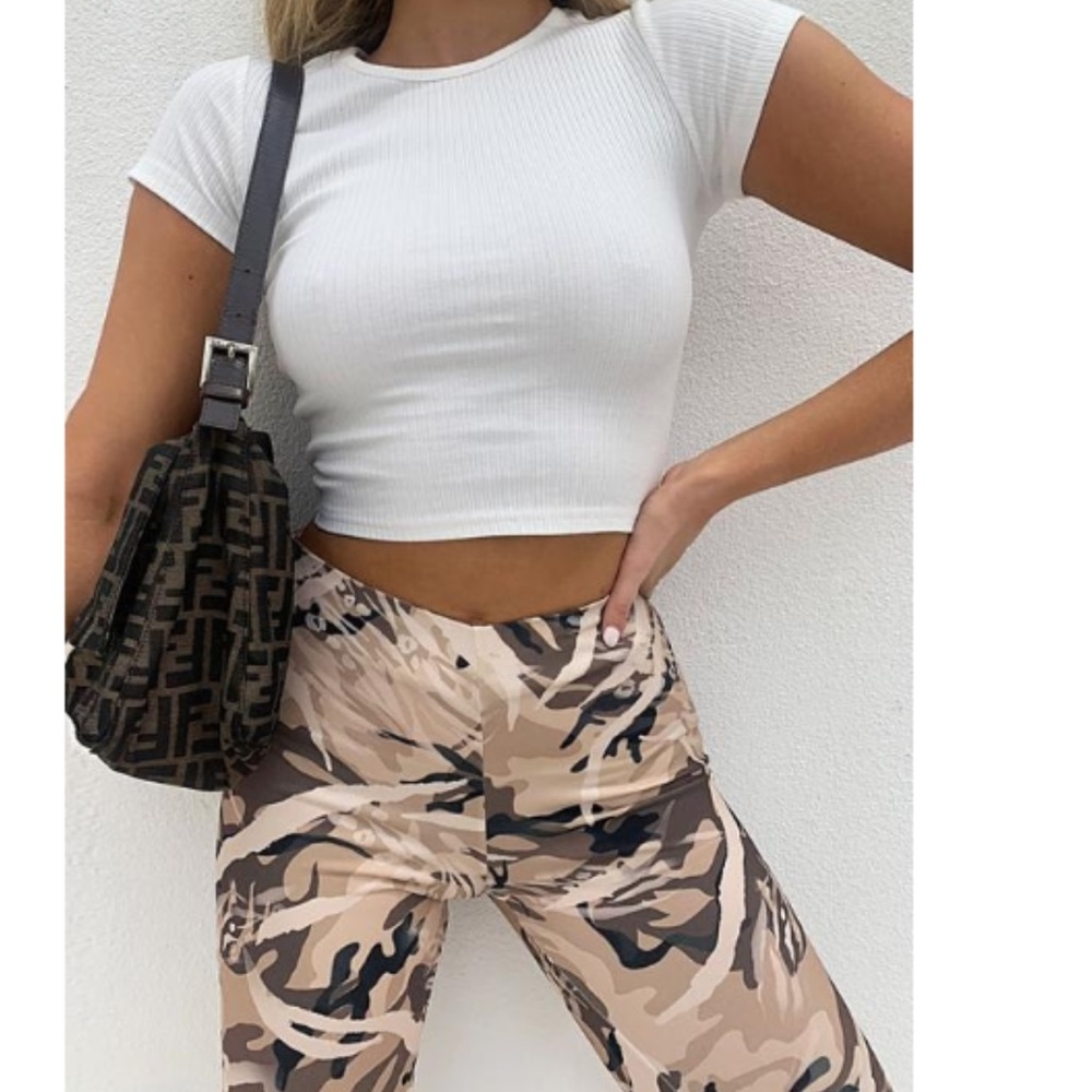 I AM GIA Beige Camo Utility Pants – Size L | Soft Lightweight Fabric